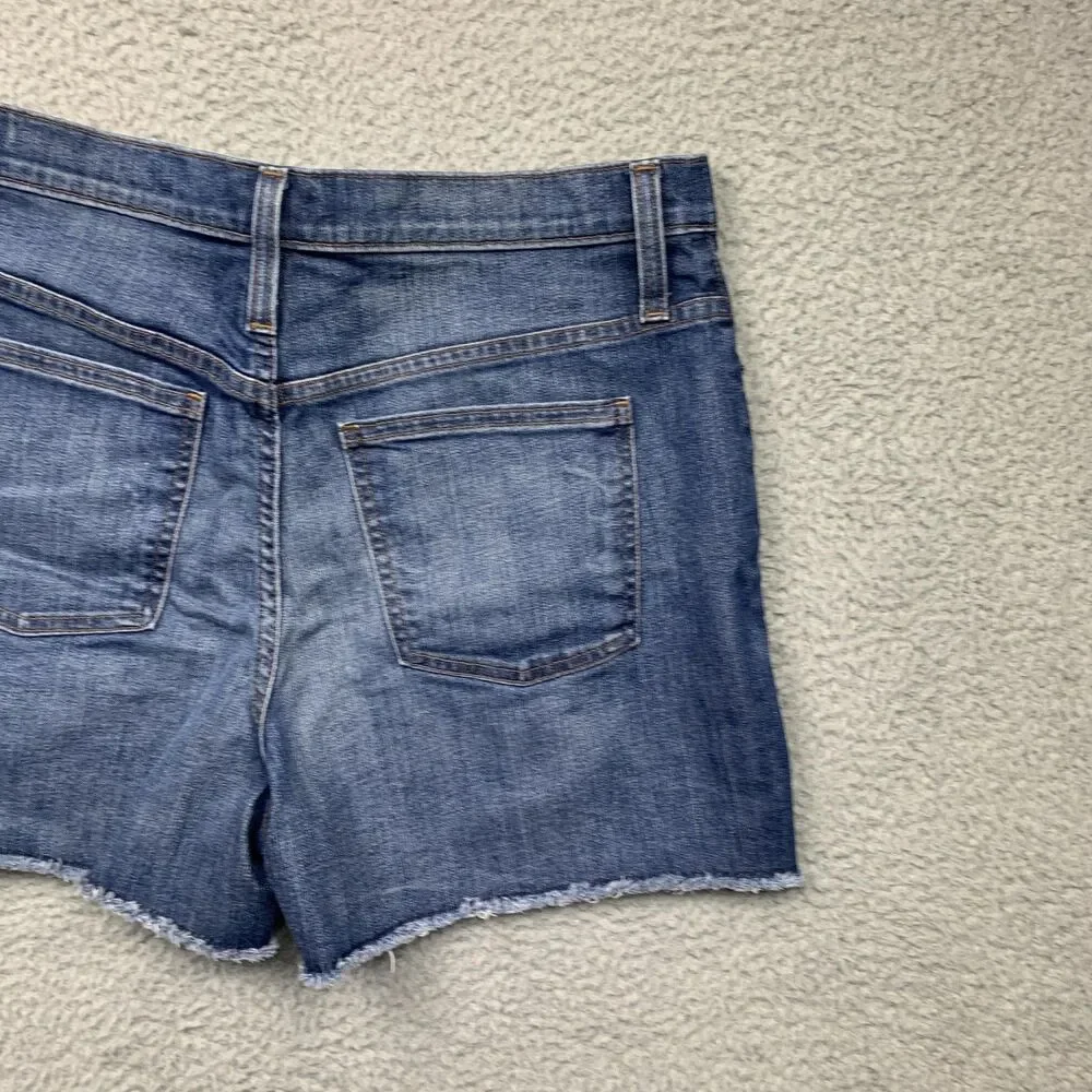 J.Crew Shorts Womens 32 Blue Denim Mid Rise Cutoff Raw Hem Stretch Casual